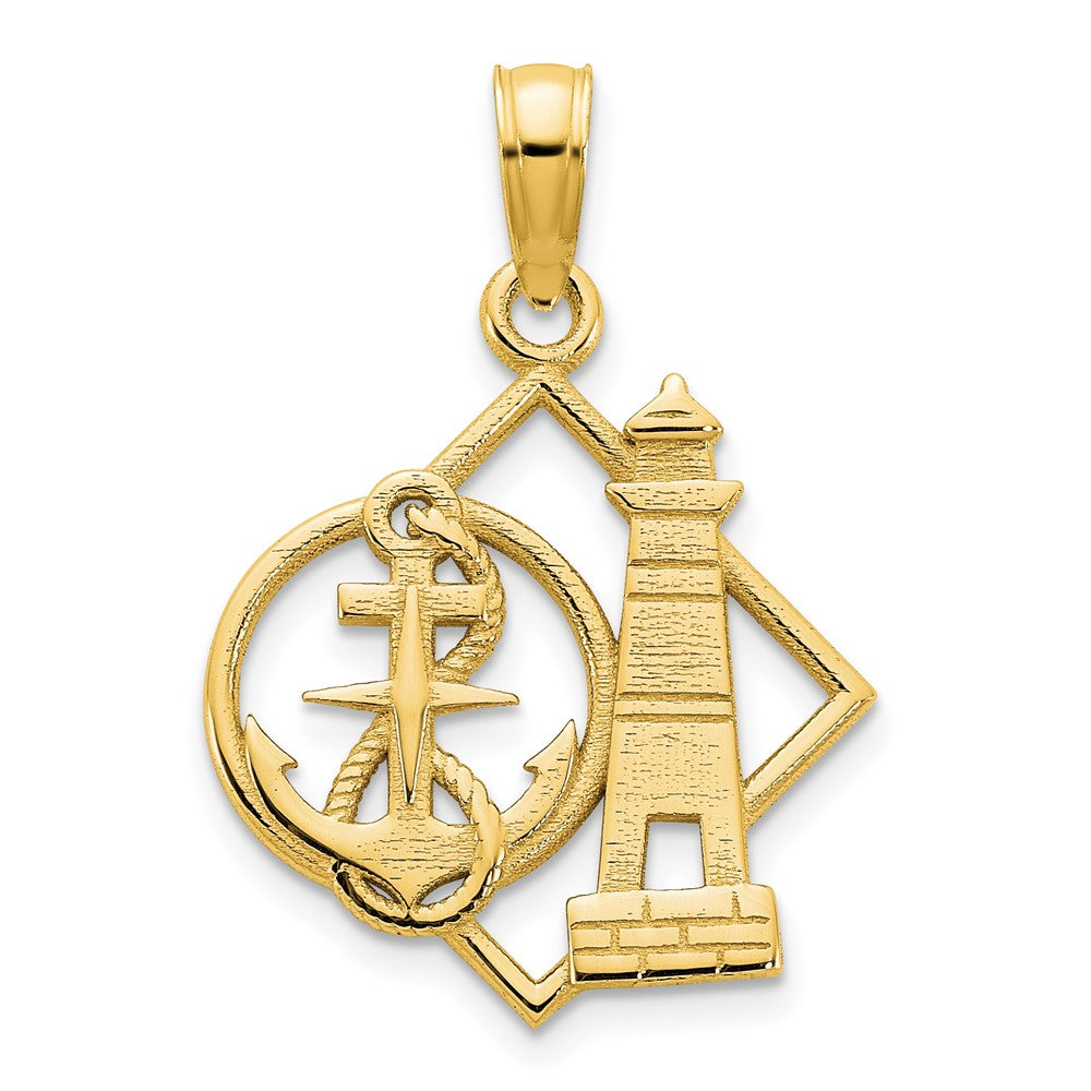 14k Yellow Goldy Lighthouse and Anchor Charm