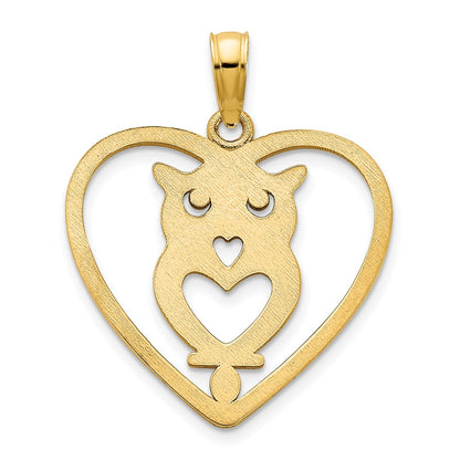 14k Yellow Gold Owl Charm