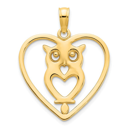 14k Yellow Gold Owl Charm