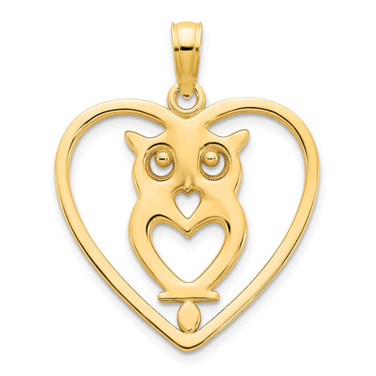 14k Yellow Gold Owl Charm