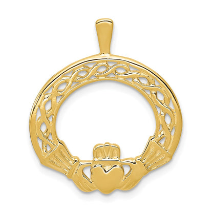14k Yellow Gold Claddagh Pendant