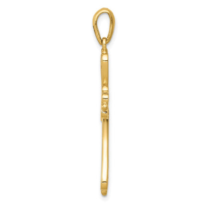 14k Yellow Gold Fleur De Lis Polished Cross Pendant