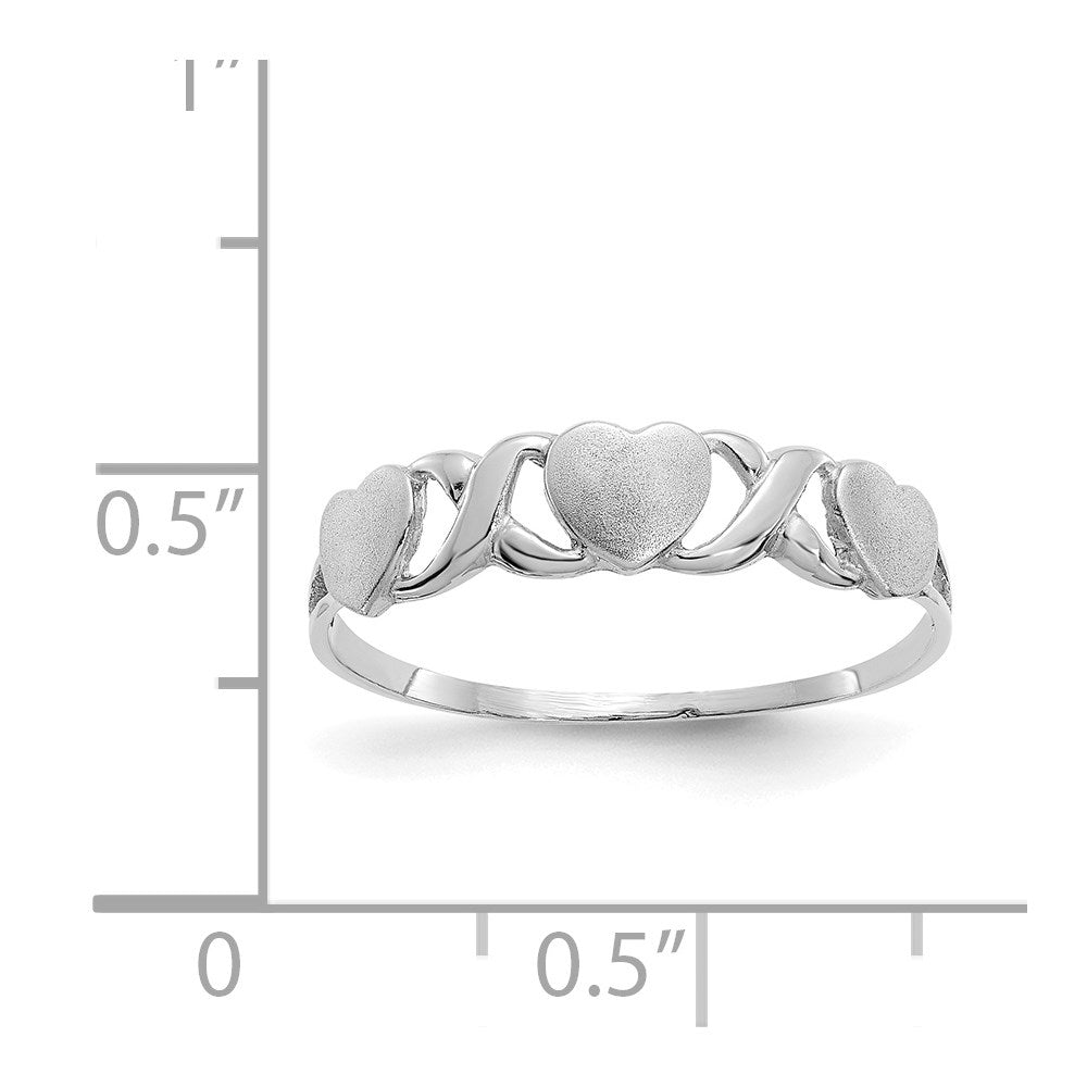 14k white gold triple heart ring d565