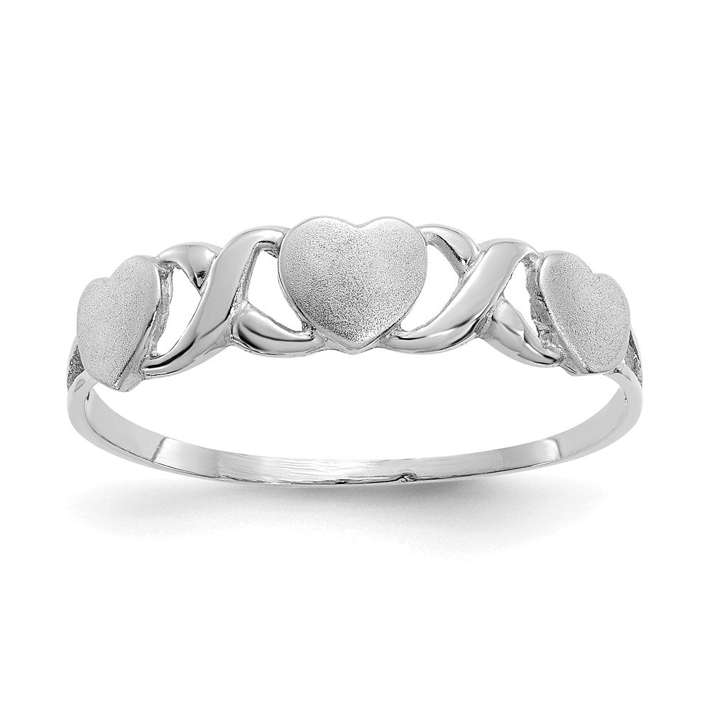 14k white gold triple heart ring d565