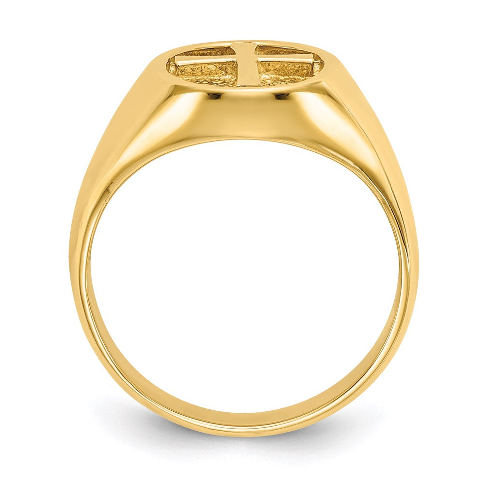 14k yellow gold polished eternal life cross ring d79