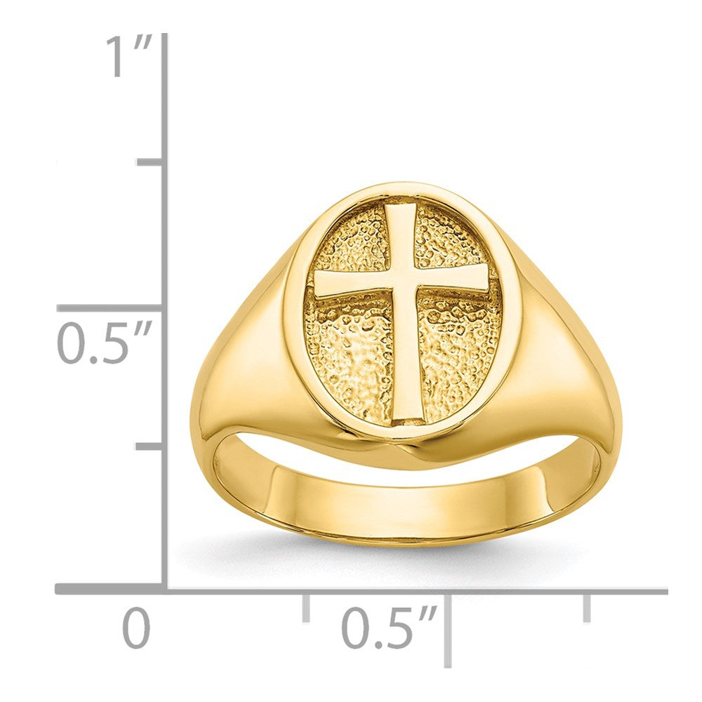 14k yellow gold polished eternal life cross ring d79
