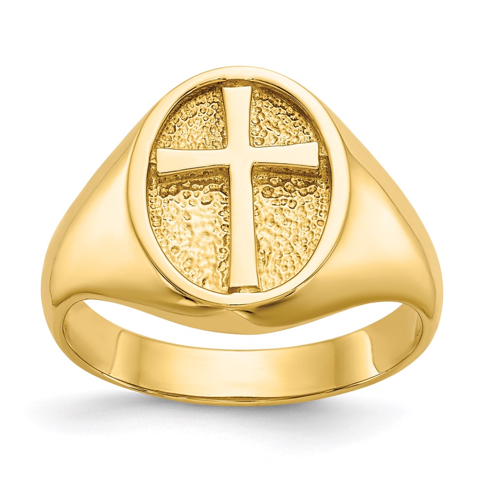 14k yellow gold polished eternal life cross ring d79