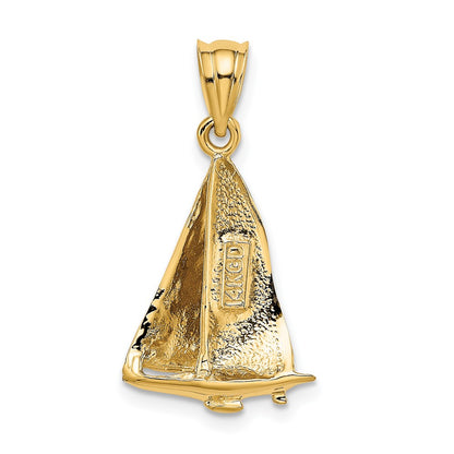 14k Yellow Gold Sailboat Charm