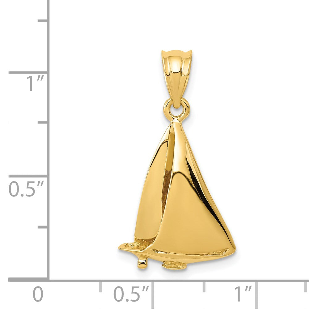 14k Yellow Gold Sailboat Charm