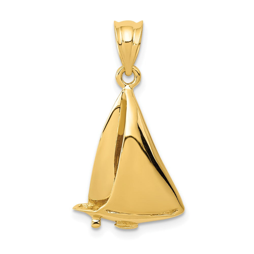 14k Yellow Gold Sailboat Charm