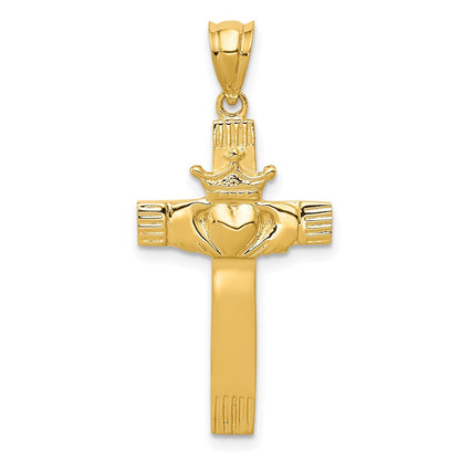 14k Yellow Gold Claddagh Cross Pendant