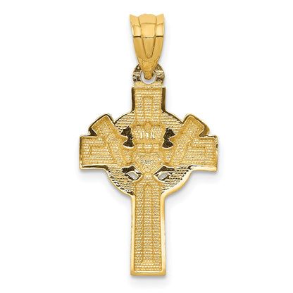 14k Yellow & Rhodium Goldy and Rhodium Accent Claddagh Cross Pendant