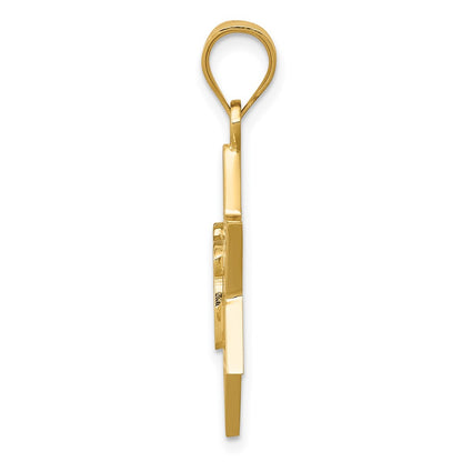 14k Yellow Gold Solid Polish Chai in Star of David Charm