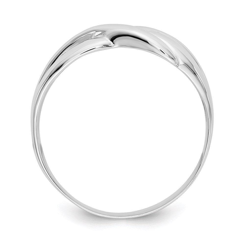 14k white gold polished x dome ring d906