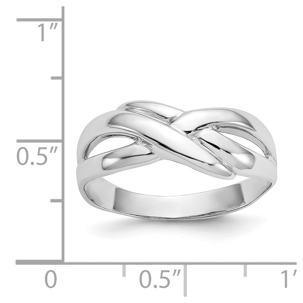 14k white gold polished x dome ring d906