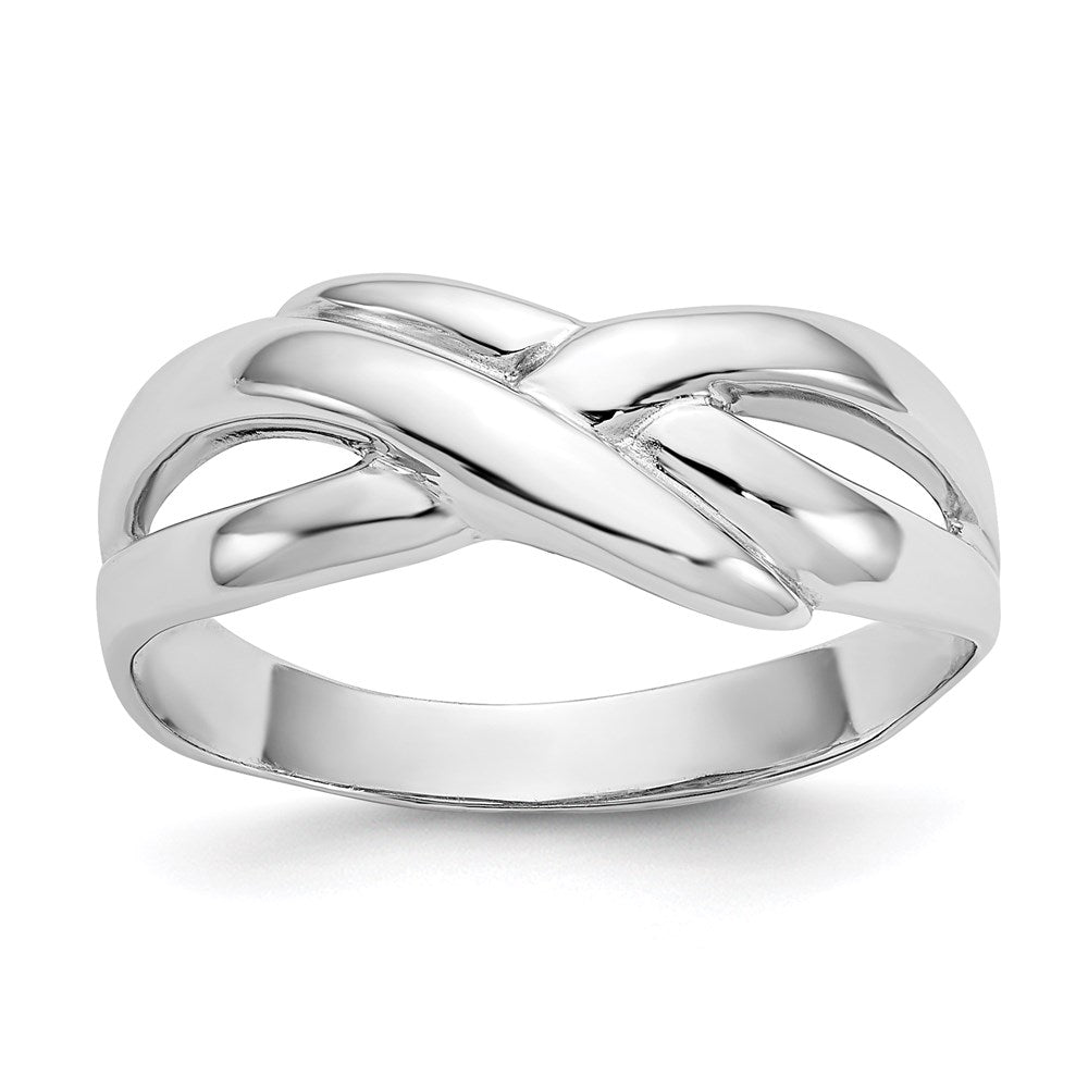 14k white gold polished x dome ring d906