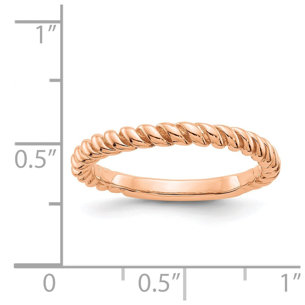 14k rose gold polished twisted band d907