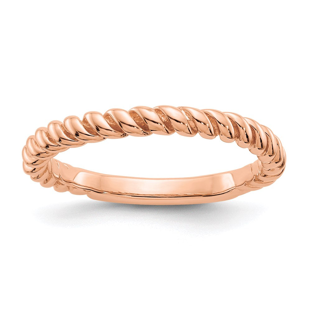 14k rose gold polished twisted band d907