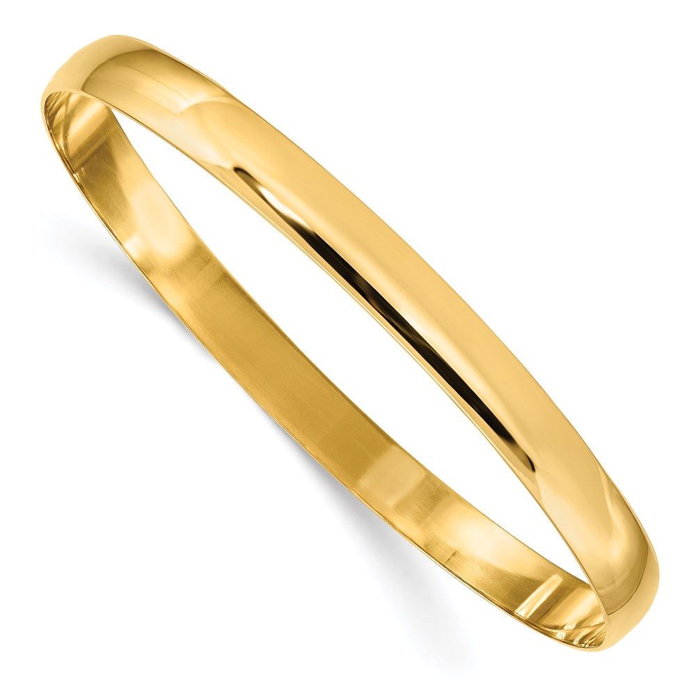 14k Yellow Gold 6mm Solid Polished Half-Round Slip-On Bangle