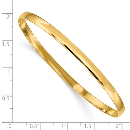 14k Yellow Gold 4mm Solid Polished Half-Round Slip-On Bangle