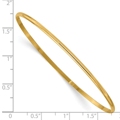 14k Yellow Gold 2mm Solid Polished Half-Round Slip-On Bangle