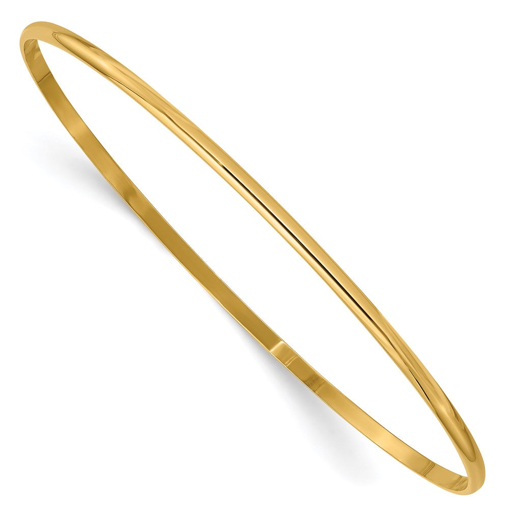 14k Yellow Gold 2mm Solid Polished Half-Round Slip-On Bangle