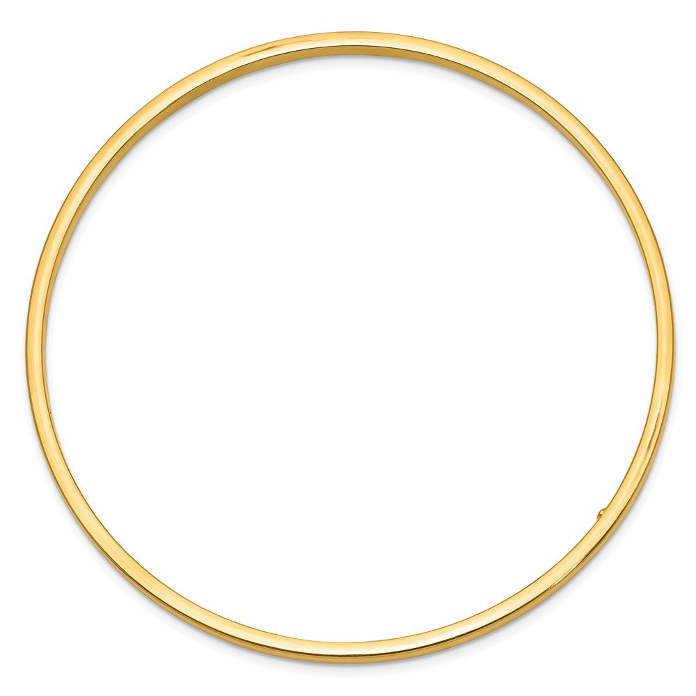 14k Yellow Gold 3mm Polished Square Tube Slip-on Bangle