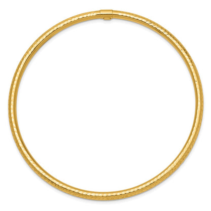 14k Yellow Gold 3mm Diamond-cut Tube Slip-on Bangle