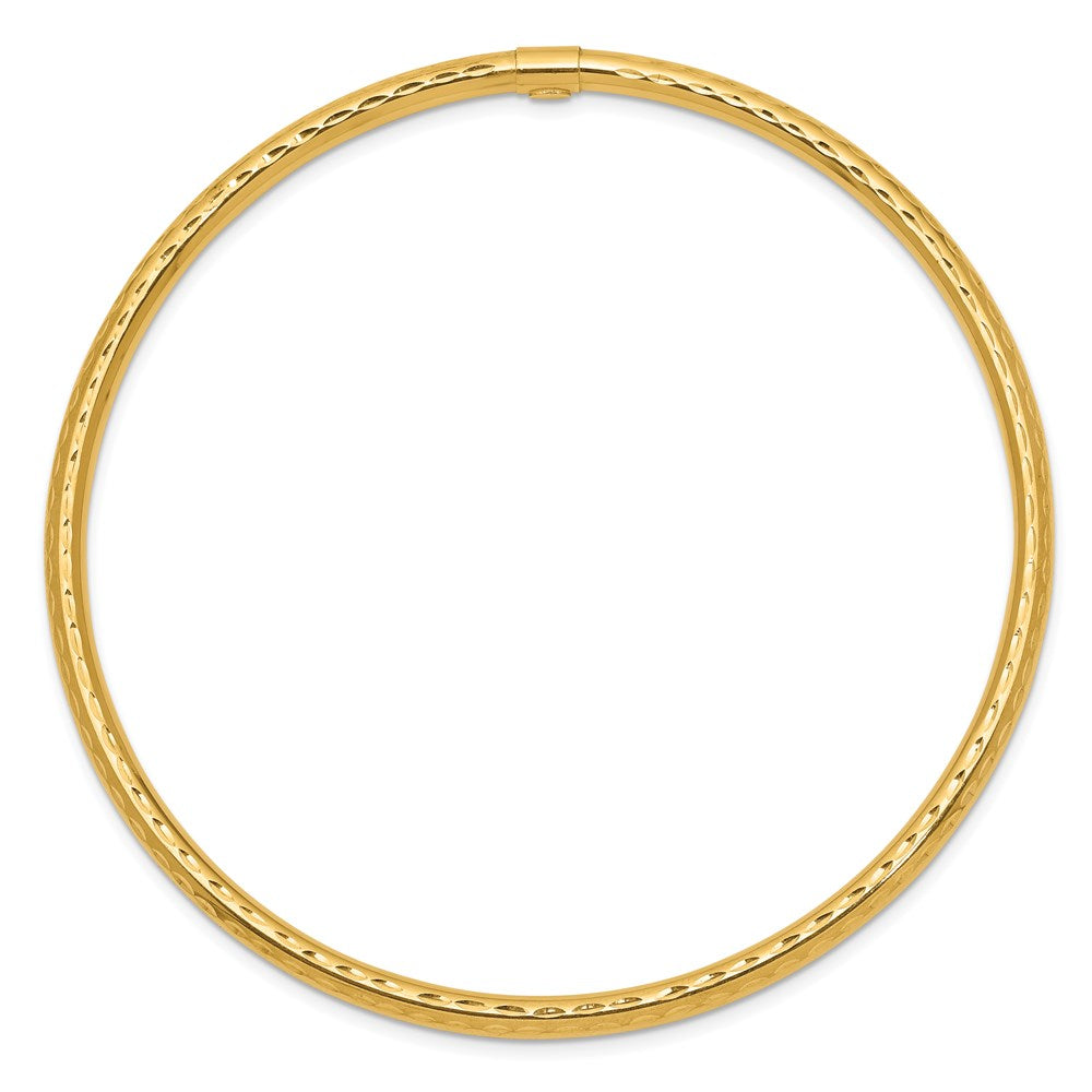 14k Yellow Gold 3mm Diamond-cut Tube Slip-on Bangle
