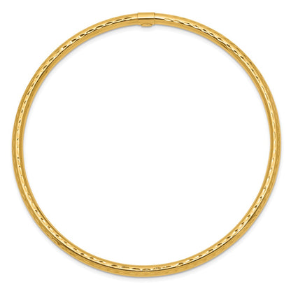 14k Yellow Gold 3mm Diamond-cut Tube Slip-on Bangle