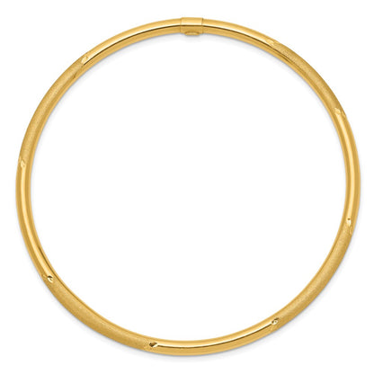 14k Yellow Gold 3mm Polished and Satin Finish Slip-on Bangle