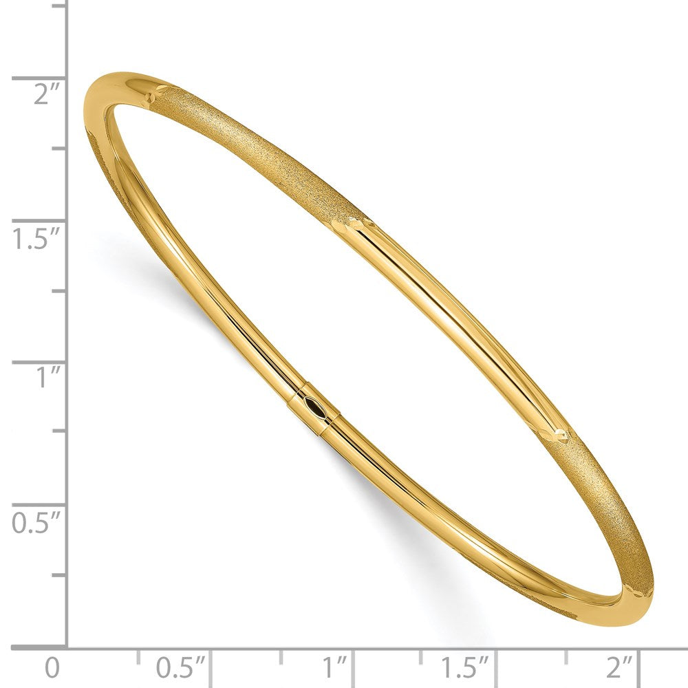14k Yellow Gold 3mm Polished and Satin Finish Slip-on Bangle