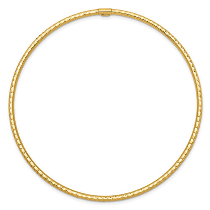 14k Yellow Gold 2mm Diamond-cut Tube Slip-on Bangle