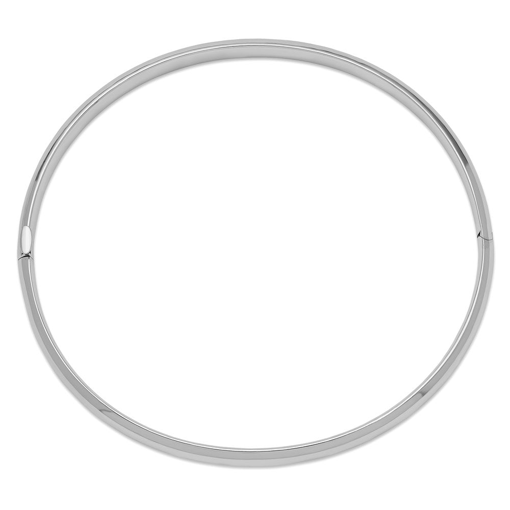 14k White Gold High Polished 4.0mm Hinged Bangle