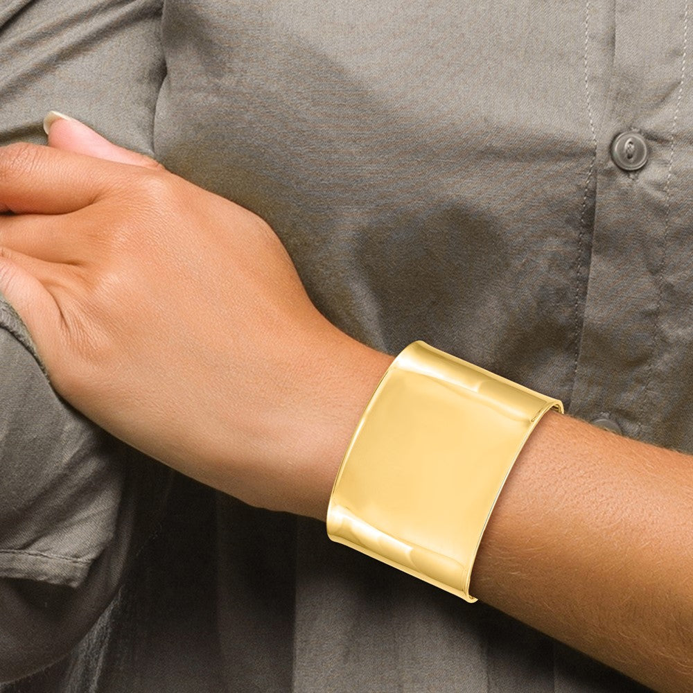 14k Yellow Gold 47mm Polished Cuff Bangle