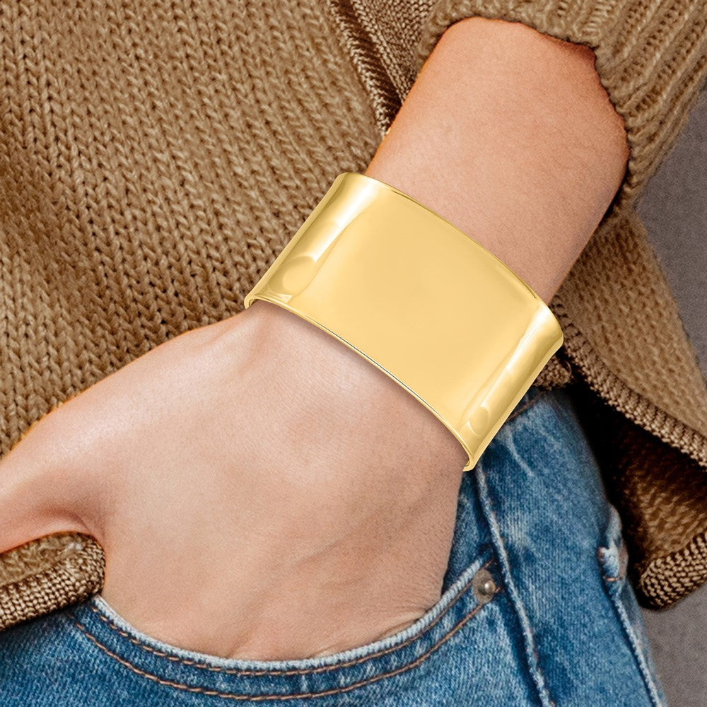 14k Yellow Gold 37mm Polished Cuff Bangle