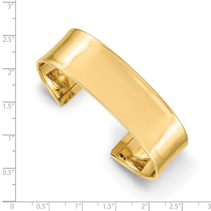14k Yellow Gold 18.5mm Polished Cuff Bangle