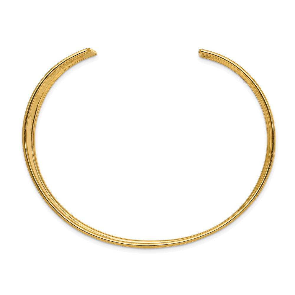 14k Yellow Gold 19mm Hammered Polished Cuff Bangle
