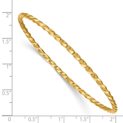 14k Yellow Gold 2.50mm Twisted Slip-on Bangle