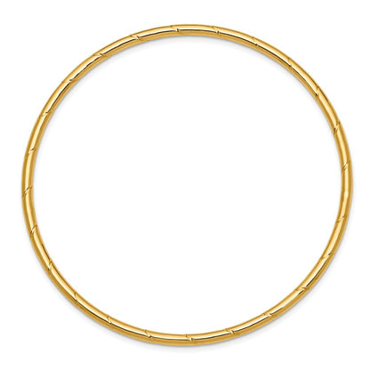 14k Yellow Gold 2.5mm Grooved Slip-on Bangle