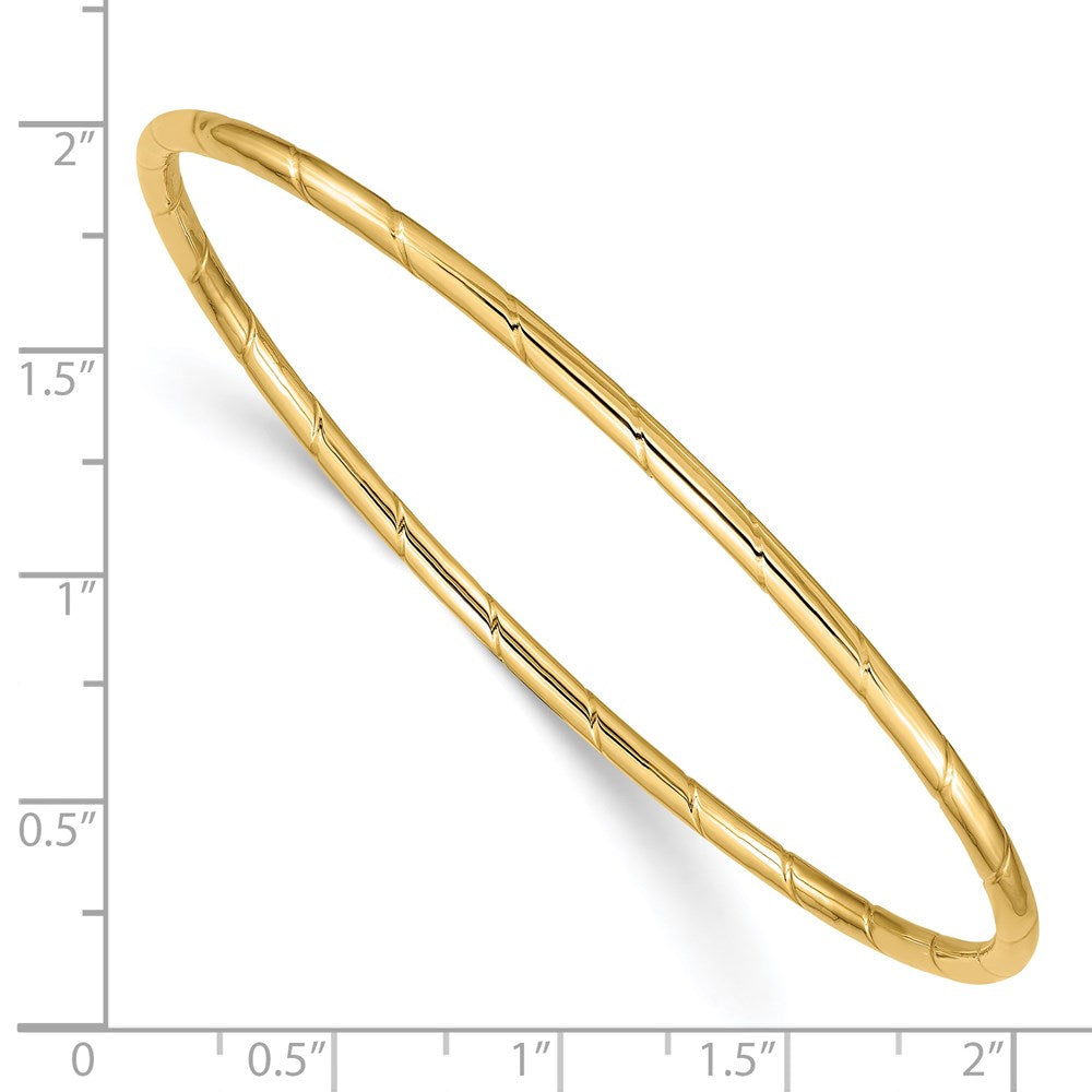 14k Yellow Gold 2.5mm Grooved Slip-on Bangle
