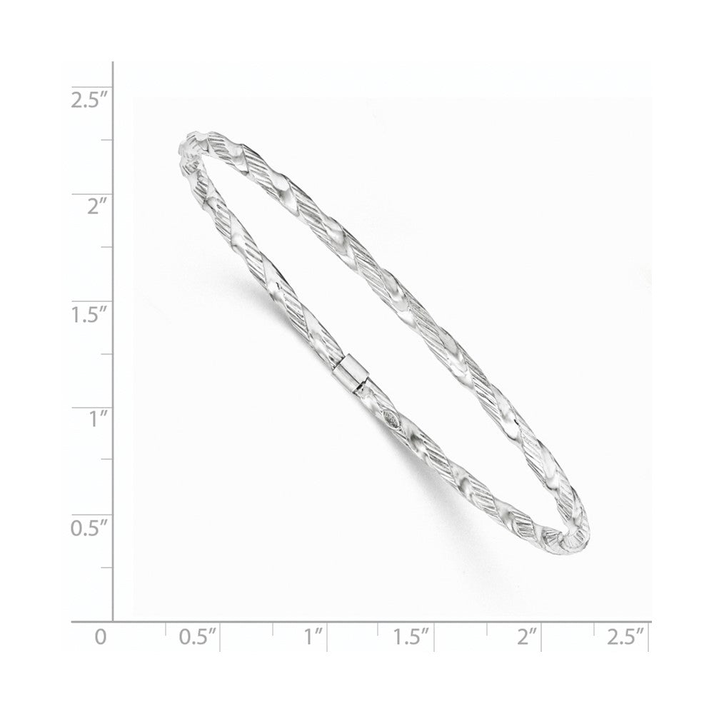 14k White Gold Twisted Textured Bangle