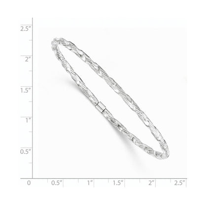 14k White Gold Twisted Textured Bangle