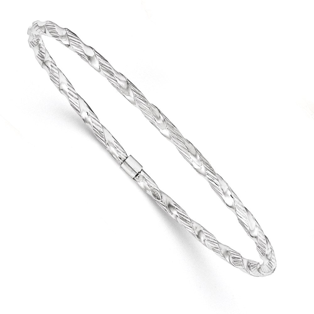14k White Gold Twisted Textured Bangle
