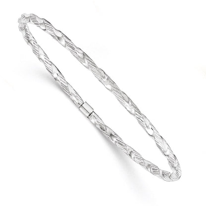 14k White Gold Twisted Textured Bangle