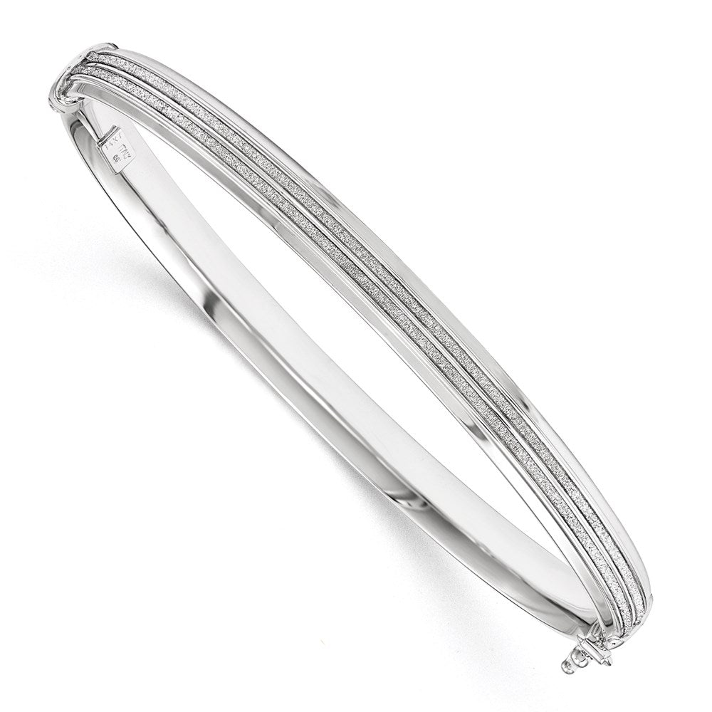 14k White Gold with Glitter Hinged Bangle