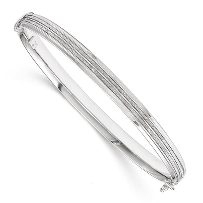 14k White Gold with Glitter Hinged Bangle