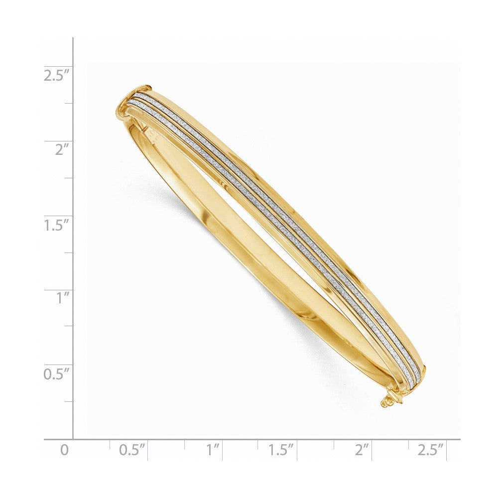 14k Yellow Gold Glitter Infused Hinged Bangle