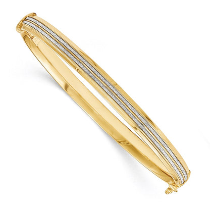 14k Yellow Gold Glitter Infused Hinged Bangle