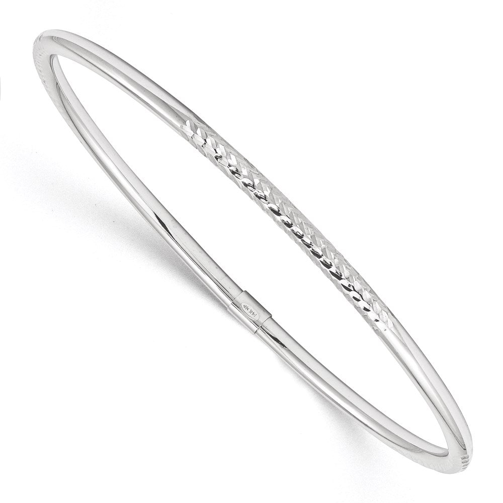 14k White Gold Polished D/C Slip on Bangle